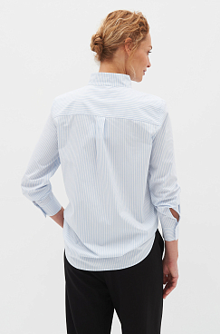 Рубашка с воротником стойка (голубовато-белая полоска) #2