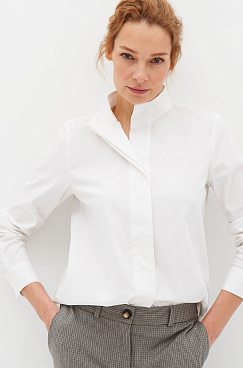 Рубашка с воротником стойка (белый)